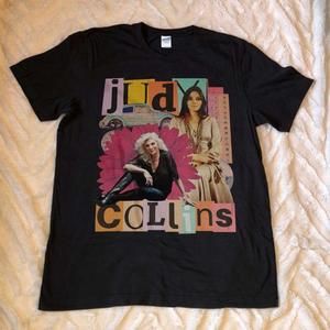 Judy Collins - Unisex Black T-Shirt, Graphics Unisex Retro 90's Shirt